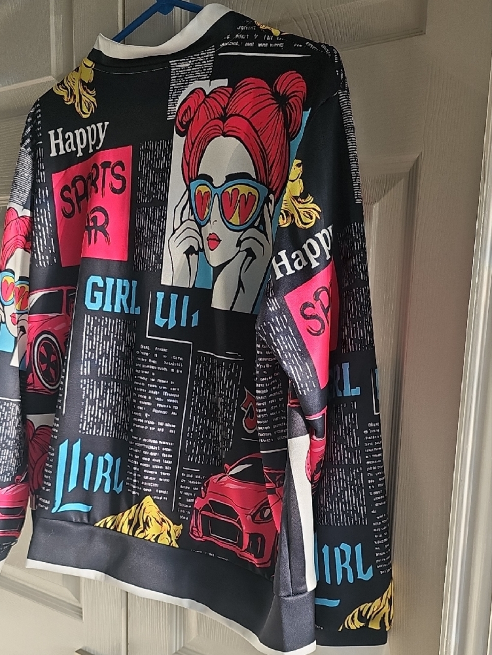 New XL Women's Pop Art Graphic Vibrant Streetwear Bomber Jacket - Picture 12 of 16
